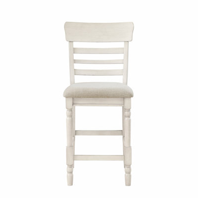 Set Of 2 Counter Height Chair Farmhouse Style Fabric Upholstered Seat Wooden Furniture Dining Chairs