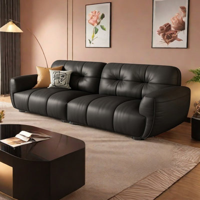Simple modern straight black retro sofa