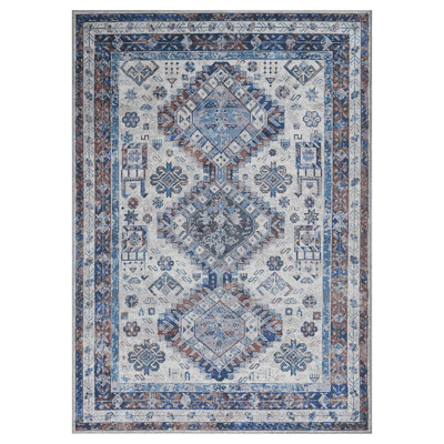 Glidewell Machine-Washable Vintage Boho Medallion Persian Area Rug