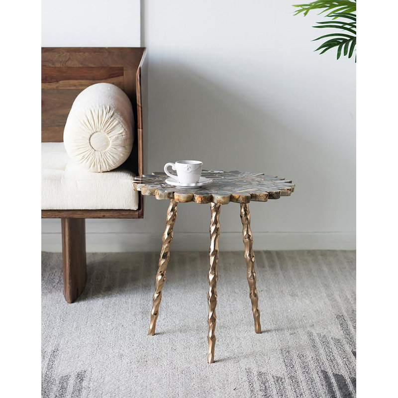 Sue Stone Top End Table, Black