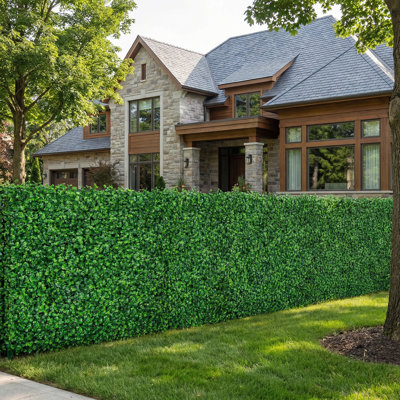 12-Pack 10x10 Inch Artificial Boxwood Panels, UV Protected Privacy Hedge Screen for Indoor & Outdoor Garden Fence Decor