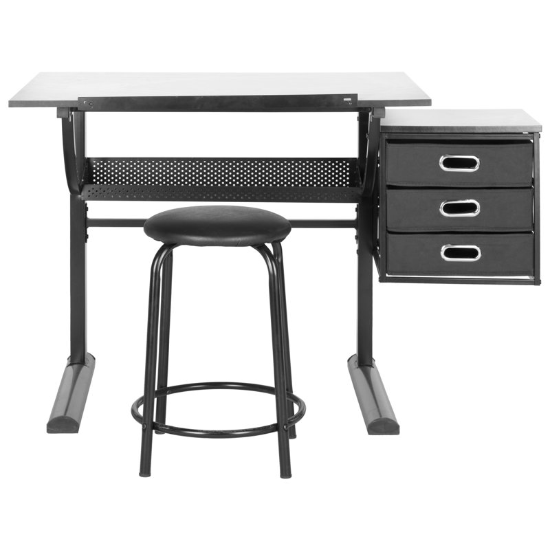 Harvard Transitional Black & White Home Office Desk with 3 Drawers