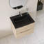 Meuble-lavabo mural simple avec comptoir en quartz noir intégré-478065157