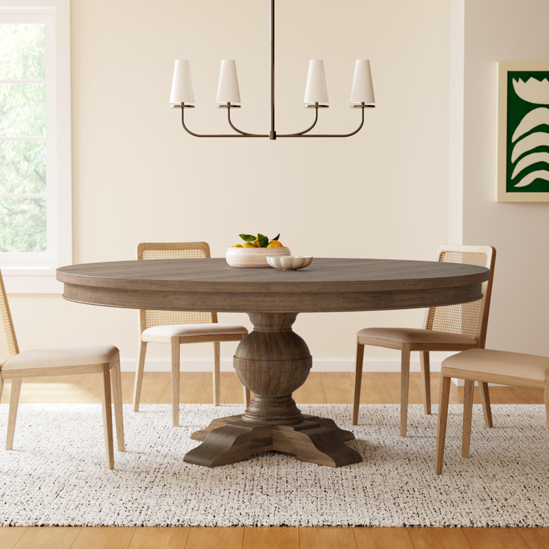 Marlowe Round Solid Wood Dining Table, 31" H x 72" W x 72" L, Weathered Teak