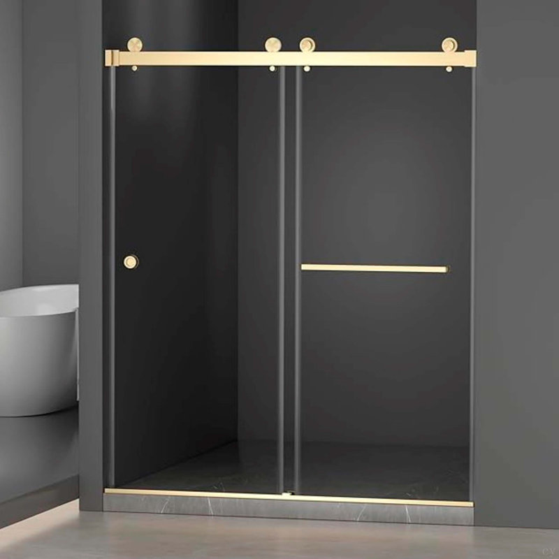 55-59"W X 72"H Frameless Double Sliding Shower Door, 304 Stainless Steel 5/16" (8Mm) Thick SGCC Tempered Clear Glass. Round Handle With NANO Easy Cleaning Coating