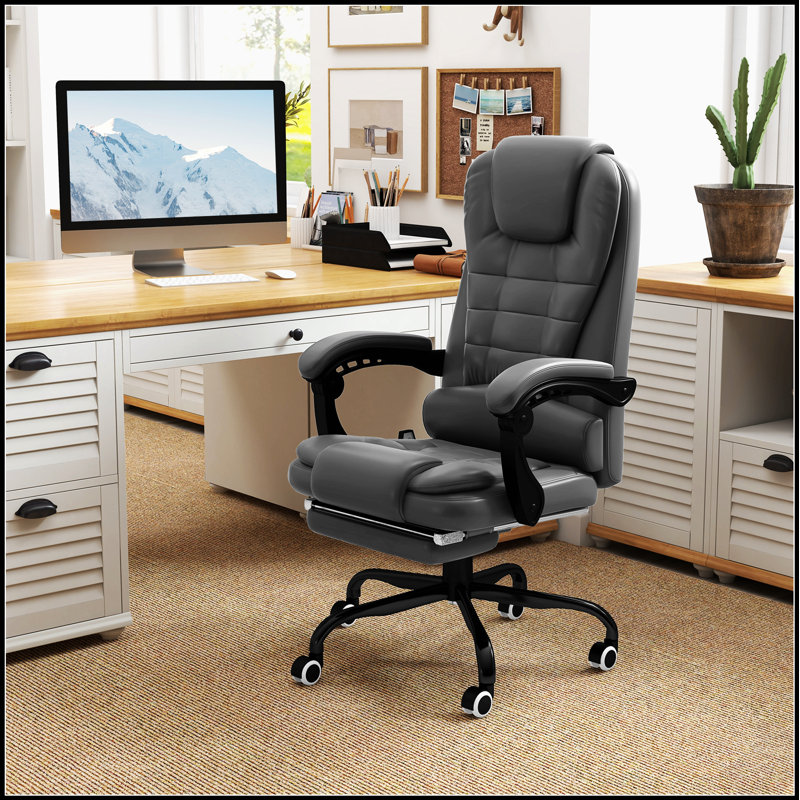 Fauteuil de bureau vibrant à 7 points Vinsetto avec dossier inclinable, améliorant le confort et réduisant le stress pour de longues heures de travail.