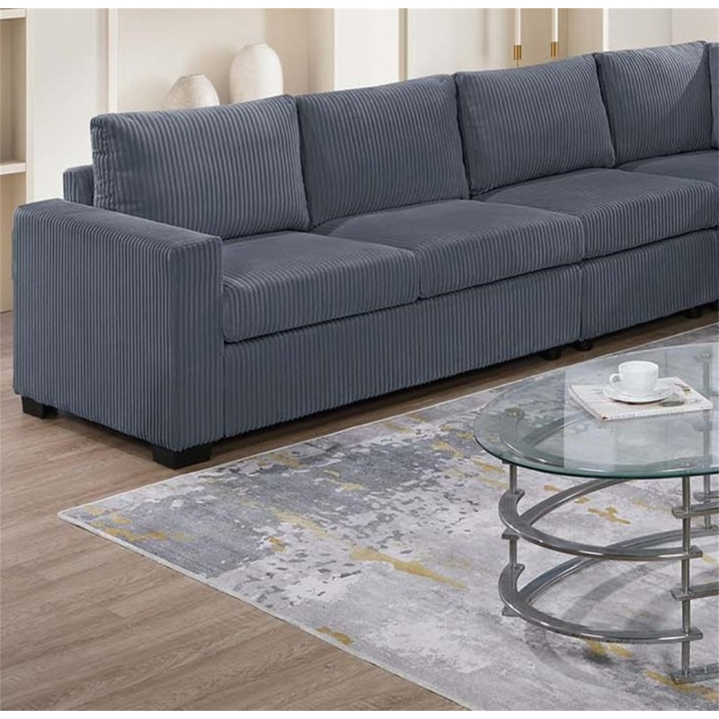 Ensemble de canapé moderne modulaire en velours côtelé gris foncé 6 pièces, Velours côtelé gris foncé