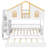 Full Size Wooden House Roof Bunk Bed with Window Door and Roof,Storage Staircase and Trundle,White+Natural-615802005