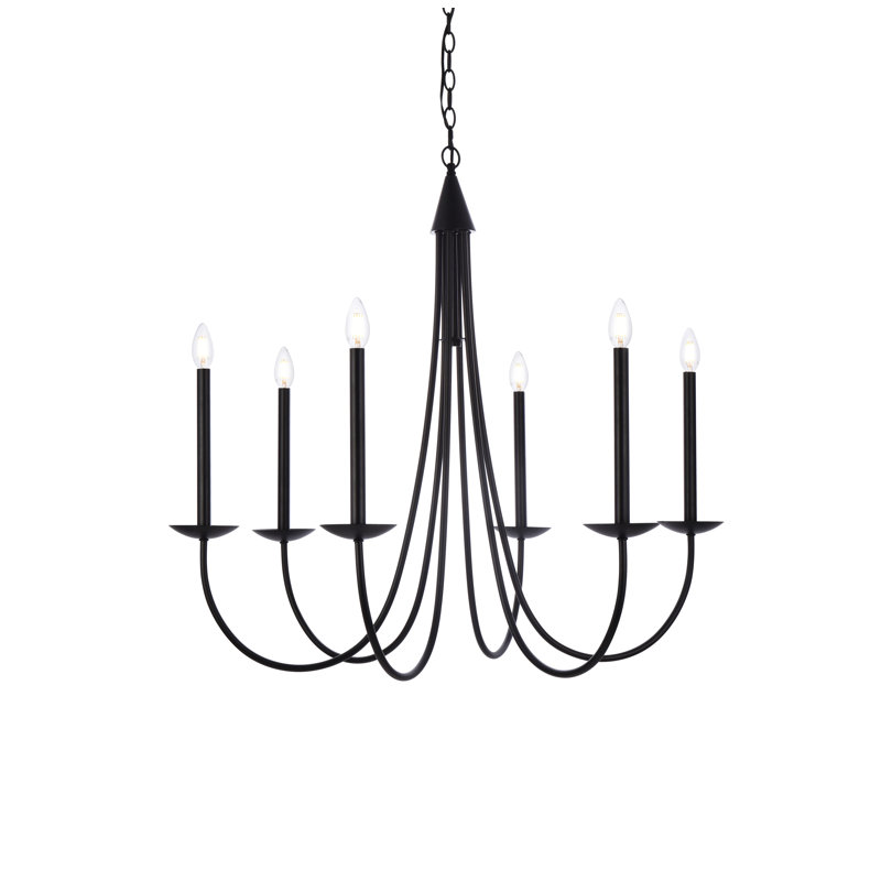 Baltray 6-Light Chandelier, Noir, H 35,3 po x l 42 po x P 42 po
