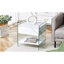 Table de chevet avec rangement de tiroir - plateau de table, côtés en verre trempé transparent, étapes d'assemblage simples, idéale pour la maison et les espaces de travail avec tiroirs avec finition de grain de table blanc, pieds, Design Living