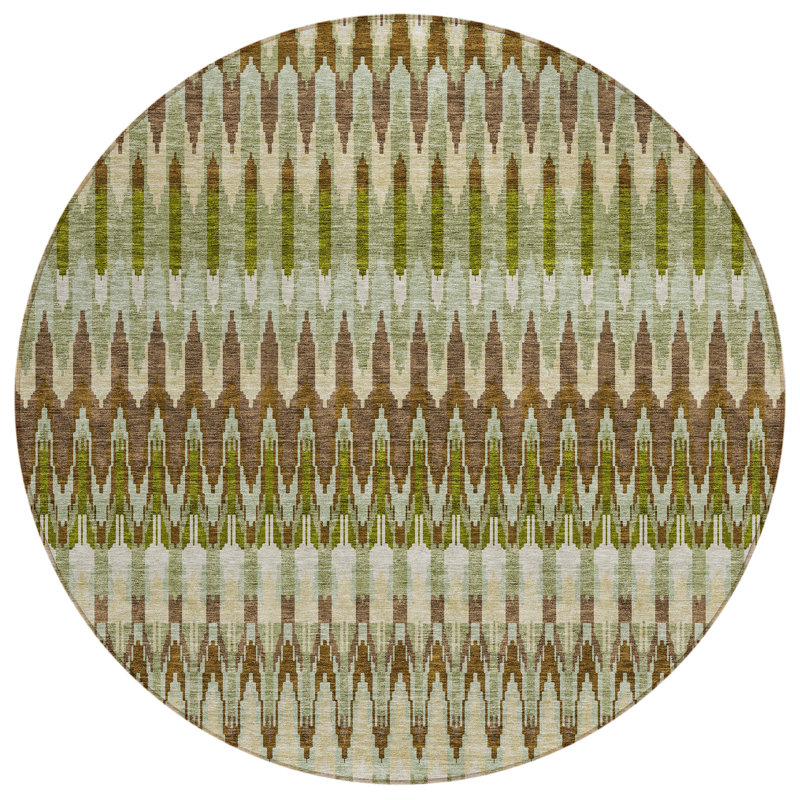 Washable Abstract Indoor / Outdoor Rug, Round 8'