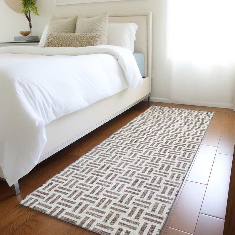 Premium Machine Washable Prisco Taupe Rug, Runner 2'3" x 7'6"