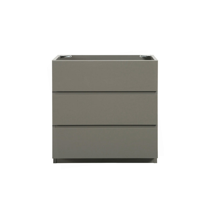 Armoire de plancher SANS lavabo, couleur grise, avec trois tiroirs, pré-assemblée, Gris, 30"