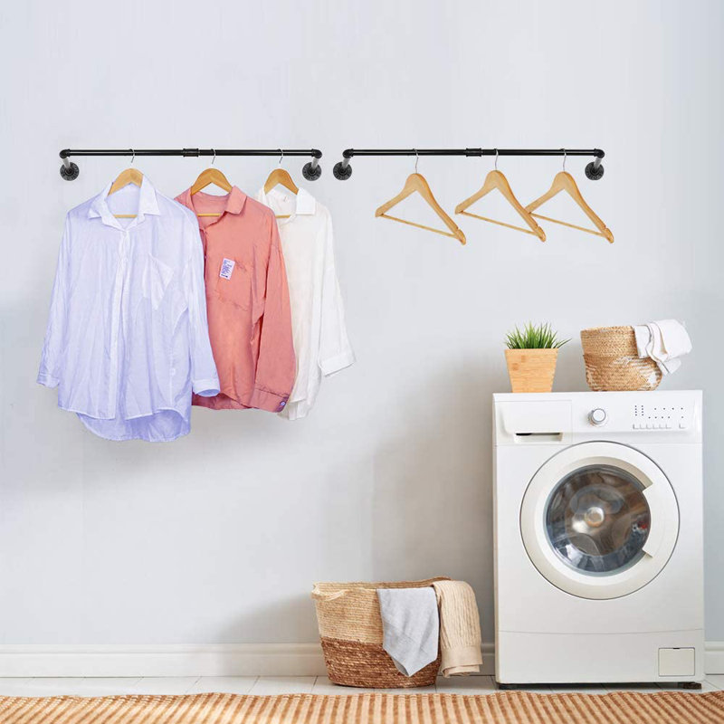 Fritch 32.6'' Metal Wall Mounted Clothes Rack
