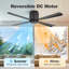 Ventilateur de plafond extérieur 54 po à 4 pales avec lumière DEL, moteur réversible à 6 vitesses, résistant aux intempéries, télécommande - moteur silencieux écoénergétique-129517147-129517145