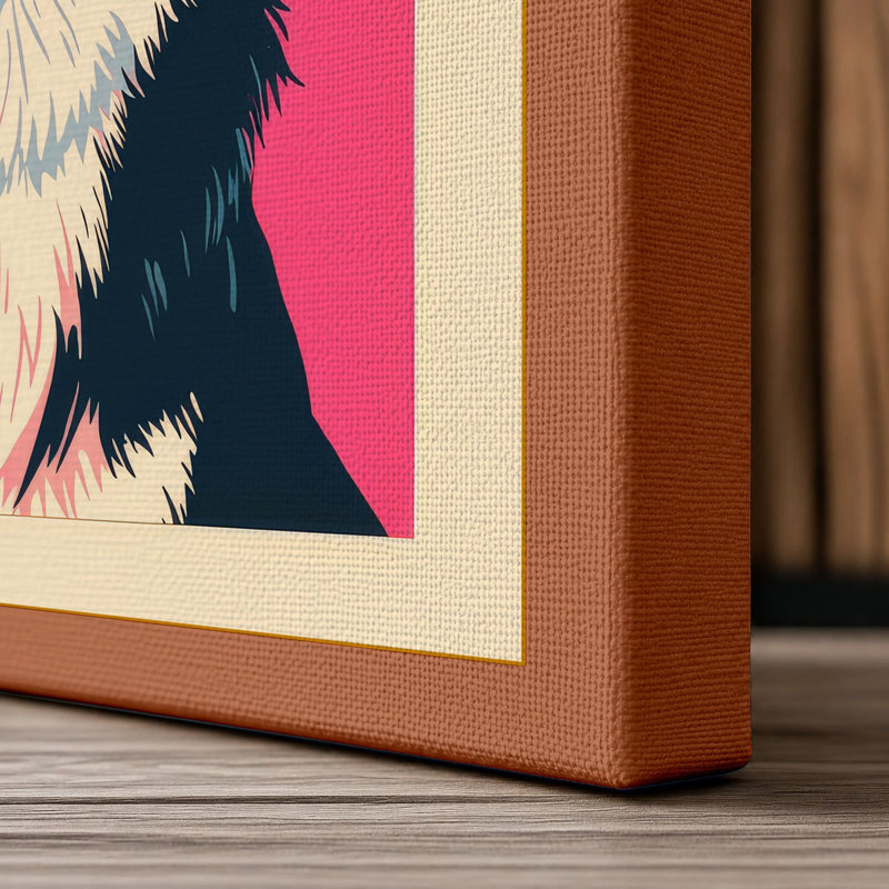 Happy Collie Modern - Wrapped Canvas, 36x24 - 91.4 x 61.0 cm, Terracotta Border