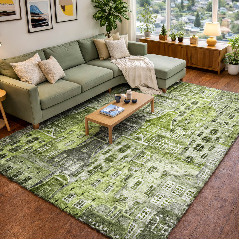 Tapis fantaisie de qualité supérieure lavable à la machine Dream ADS600, Vert, 10' x 14'