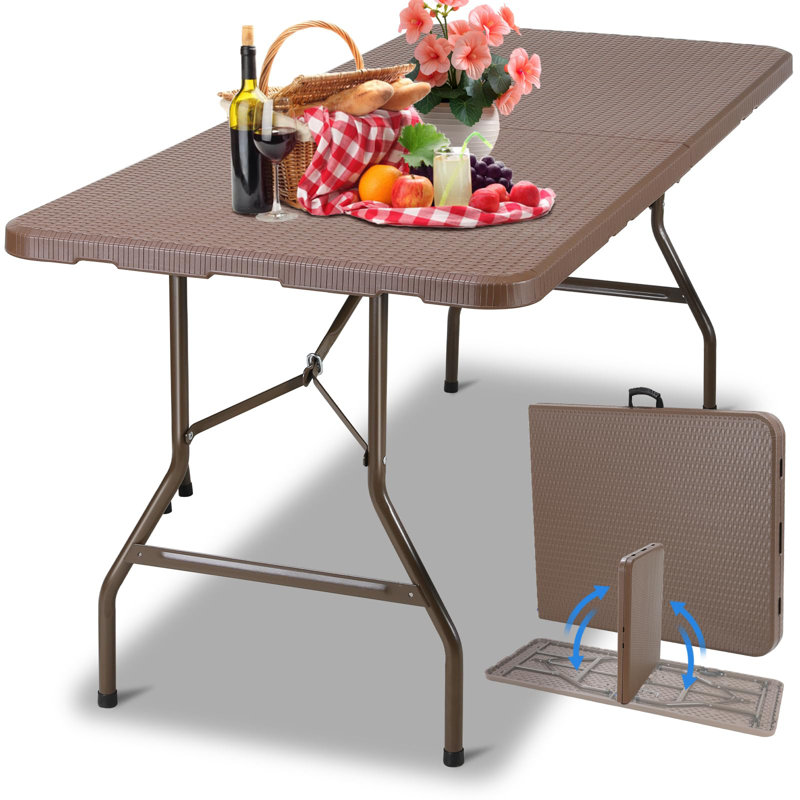 Rectangular 180Cm L Outdoor Camping Table, Brown, Brown