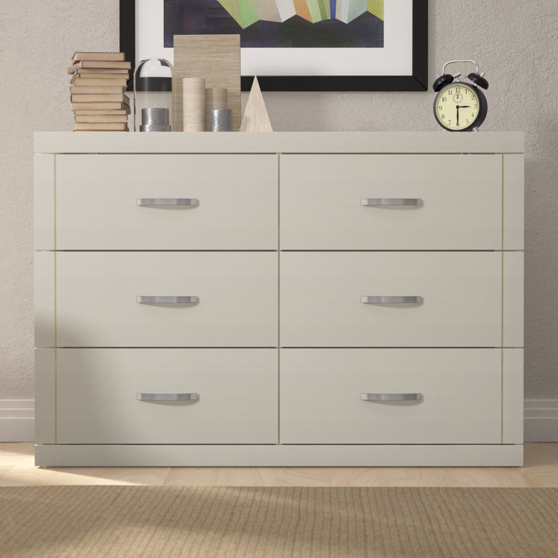 Avigail 6 Drawer 46.45'' W Double Dresser, Beige/Ivory/Cream