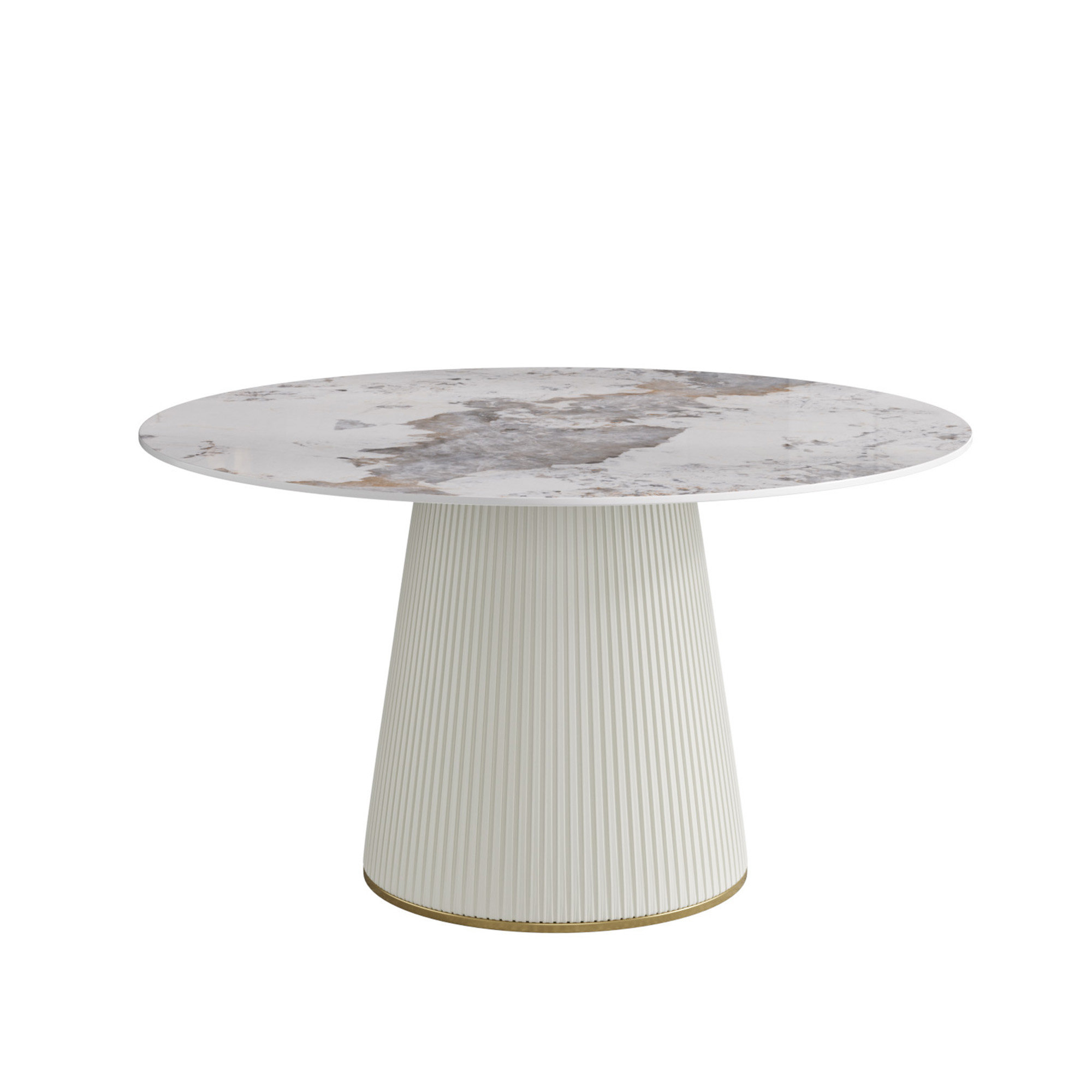 Hokku Designs Modern White Artificial Stone Round Beige Plywood PU Base ...