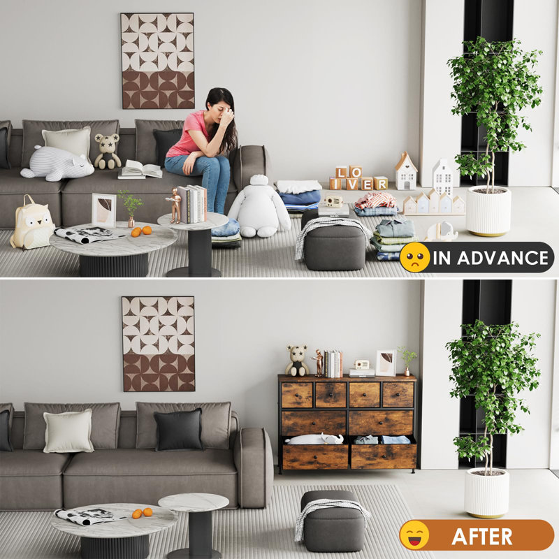 Chest Of Drawers With 8 Fabric Drawers, Wooden Top, Metal Frame, Suitable For Bedroom, Living Room, Children's Room, Office, Hallway, Hallway