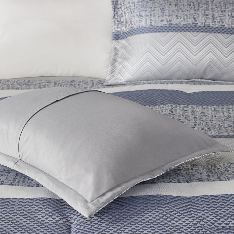 7 Piece Comforter Navy Queen - Luxury Dazzling Delicate, Queen Comforter + 6 Additional Pieces, Navy