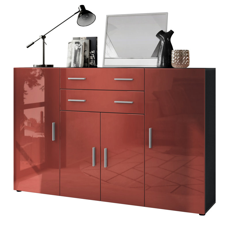 Mccammon 166 Cm Wide 2 Drawer Highboard, Bordeaux High Gloss