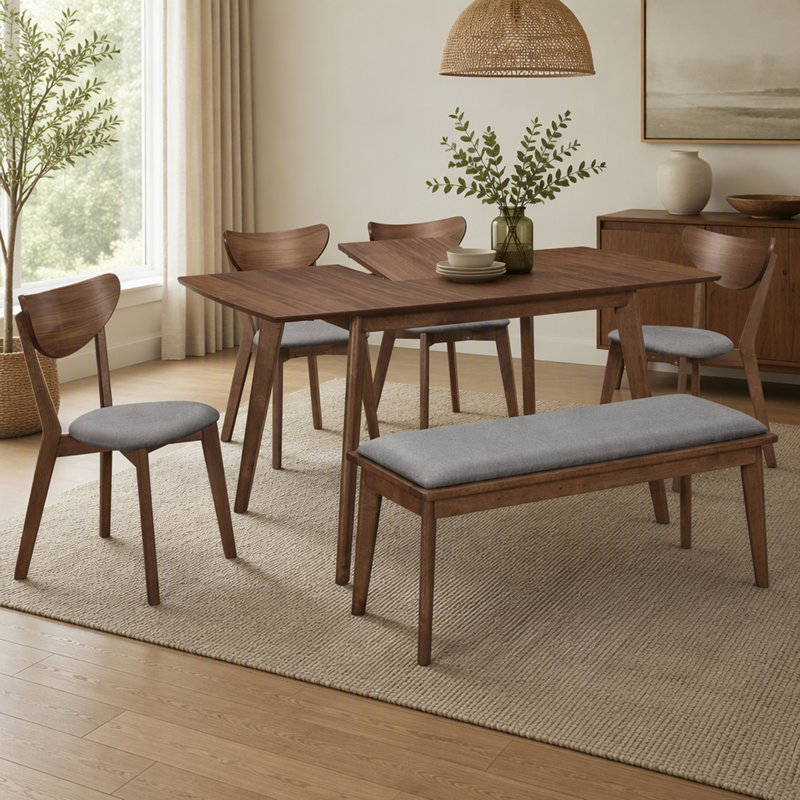 Grey and Natural Walnut 6-Piece Dining Set