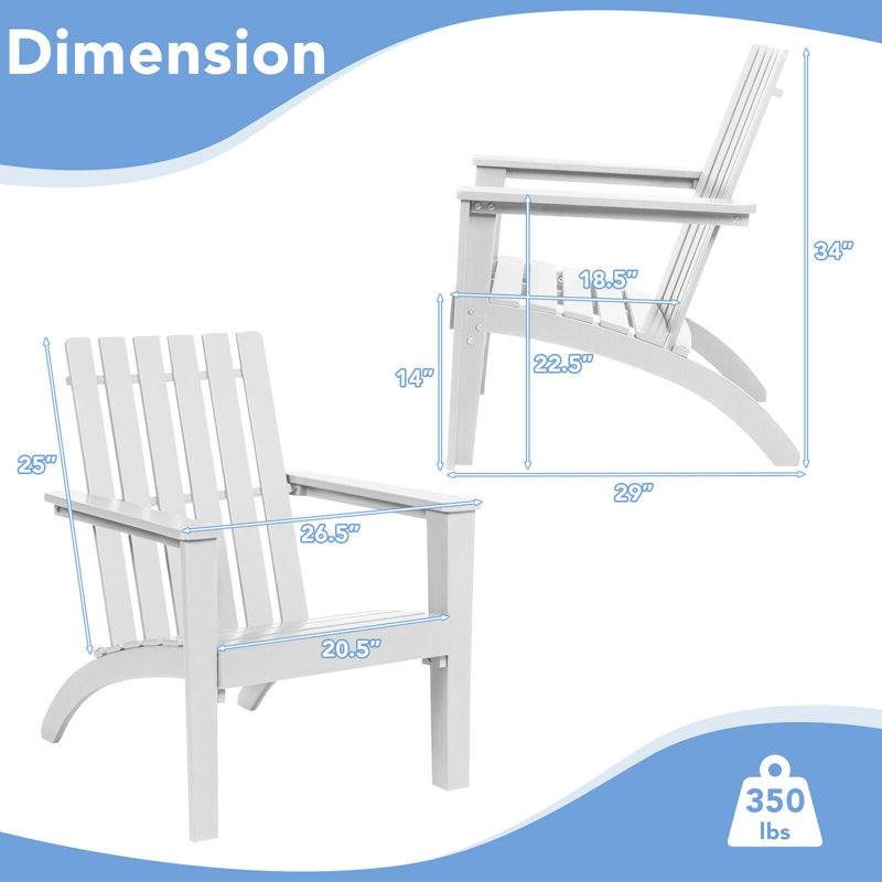 Chaise Adirondack en bois massif Garberville, Blanc