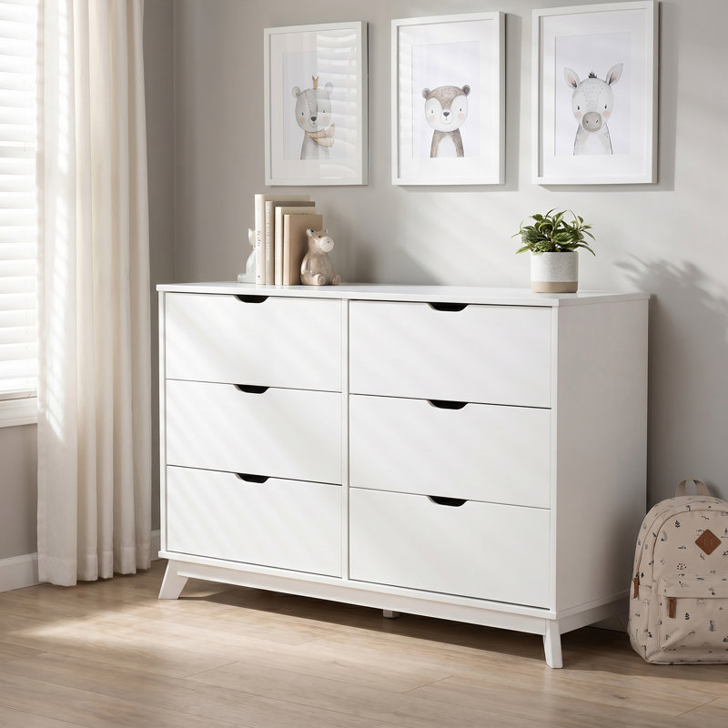 Marialana 6-Drawer Solid Wood Double Dresser, White