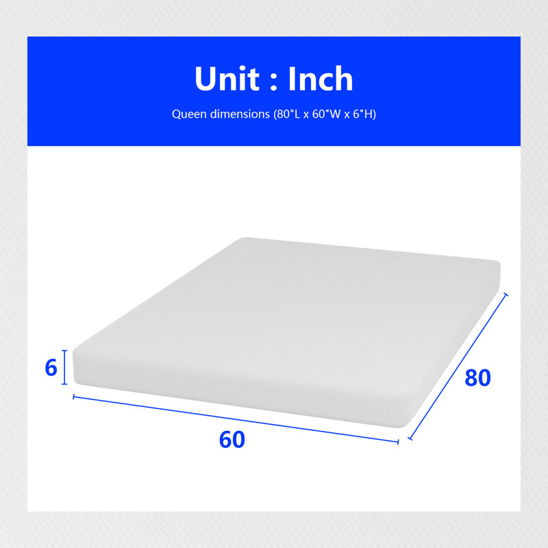 Matelas en mousse viscoélastique moyenne Alwyn Home Meridianville, Grand lit, 6"