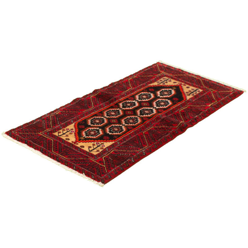 Tapis en laine rouge foncé 3 pi 1 po x 6 pi 4 po one-of-kind sud-ouest-noué la