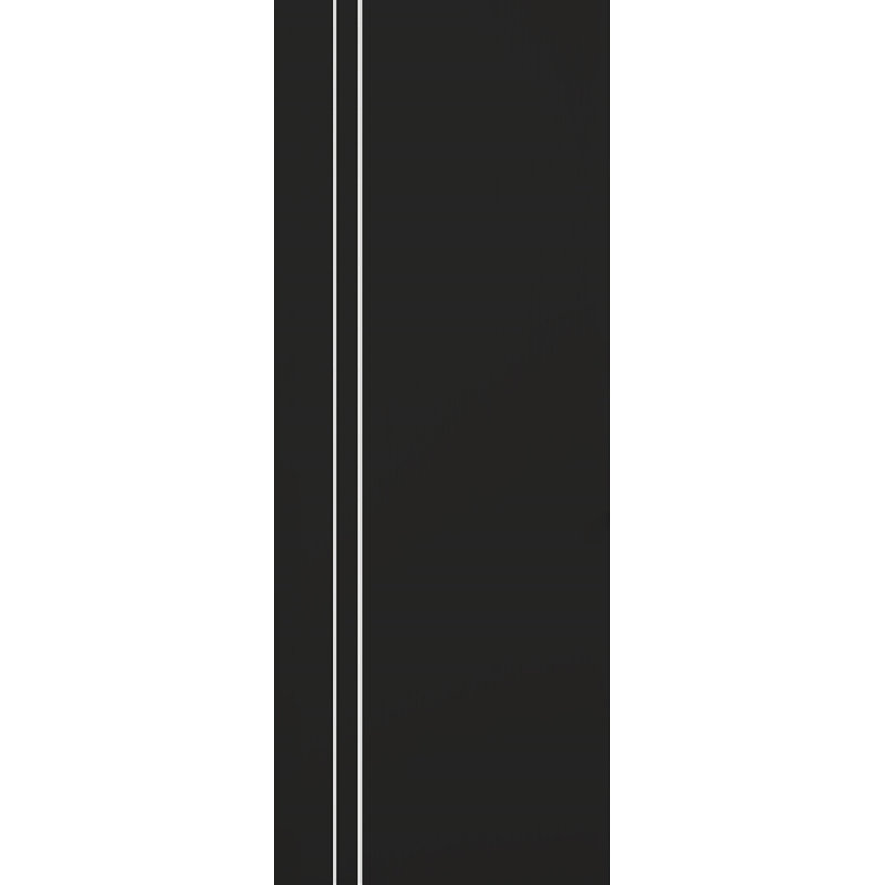Dalle de porte intérieure standard en bois manufacturé Optima 2V, 17,75 po x 79,37 po, Noir mat