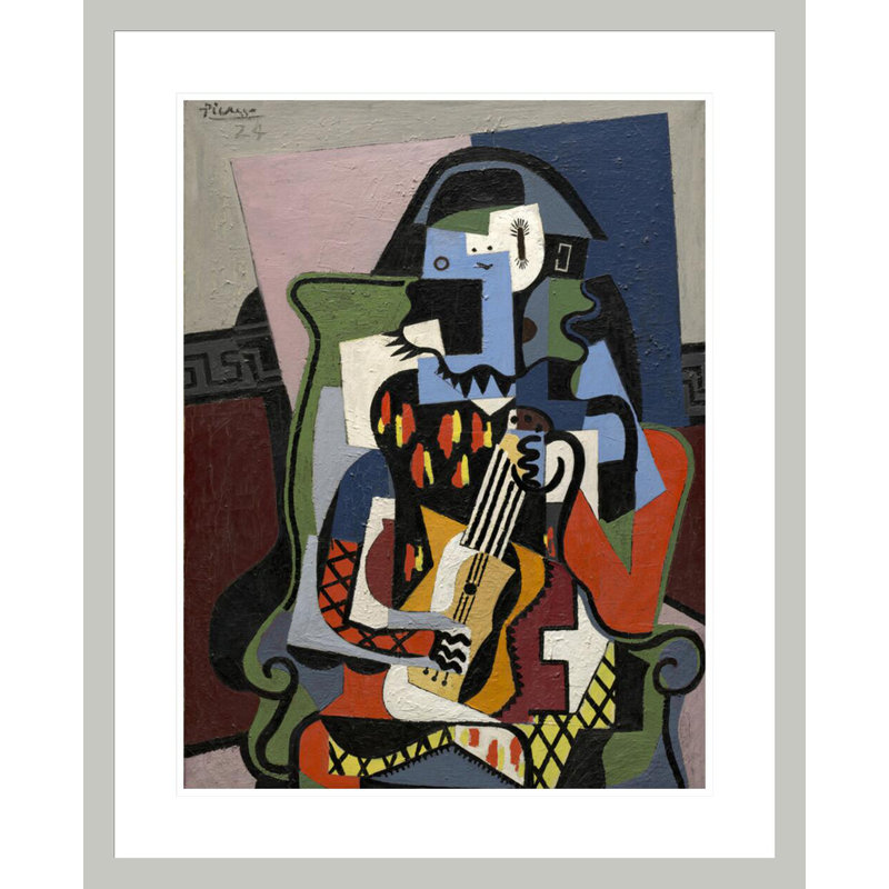 «Harlequin Musician» par Pablo Picasso, impression giclée sur cadre, 28.93" H x 23.5" W