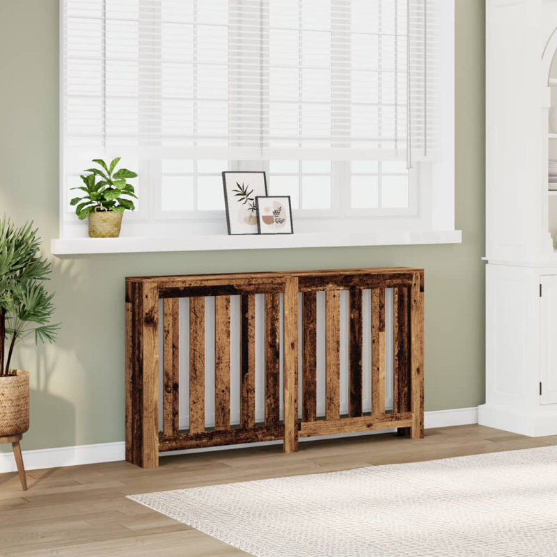 Large Radiator Cover, Old Wood, 149 x 20 x 82 cm, Vertical Slats