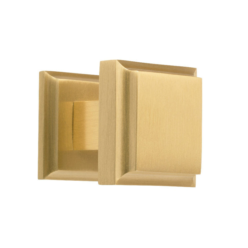 Alhambra Square Knob, Brushed Brass, 1.26" H x 1.25" W x 1.25" D
