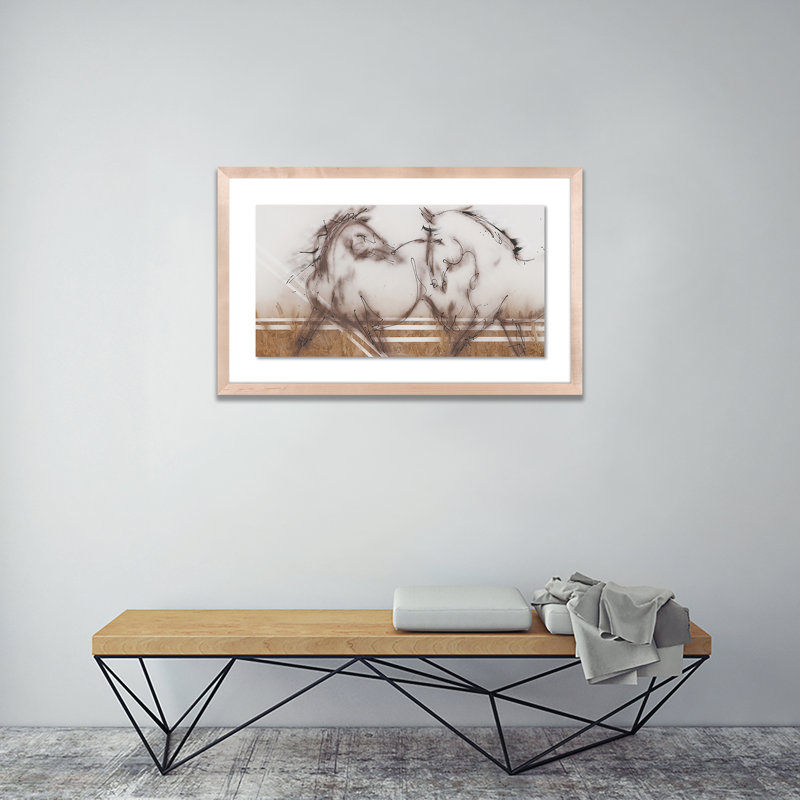 Two Horses Print by Donna Bernstein, Natural, 35" H x 60" W x 2.5" D