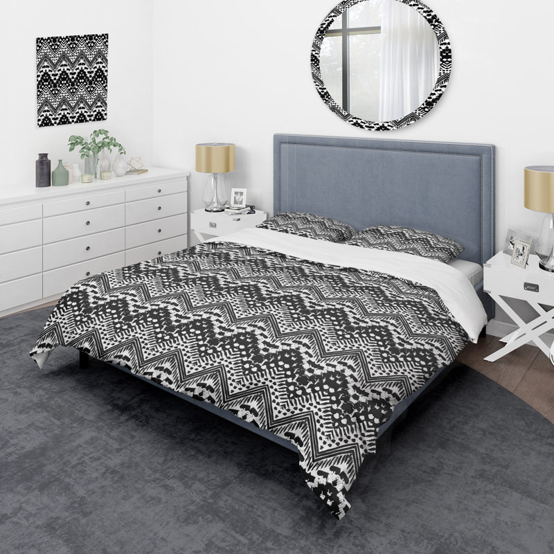 Ensemble de housse de couette en microfibre grise / noire 3 pièces