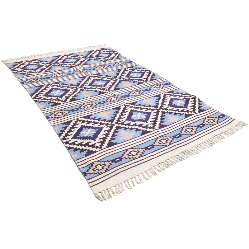 Aleksey Cotton Geometric Indoor Rug, Rectangle 3' x 5'