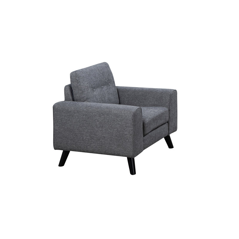 Fauteuil capitonné en chenille l 39,5 po Daksh, Gris chenille