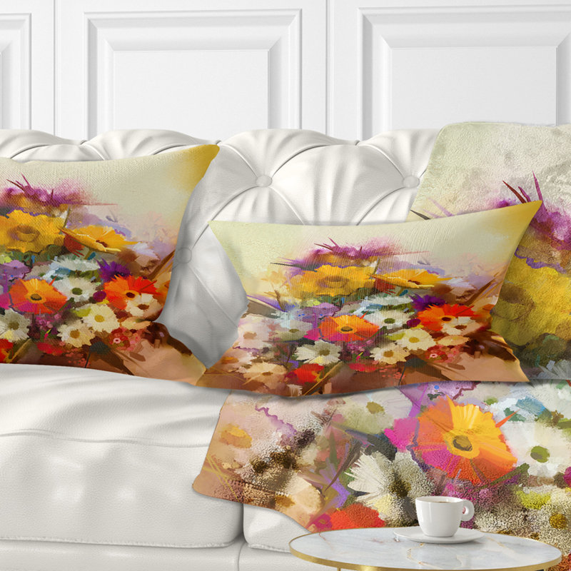 Coussin lombaire en bouquet de fleurs peint à la main floral