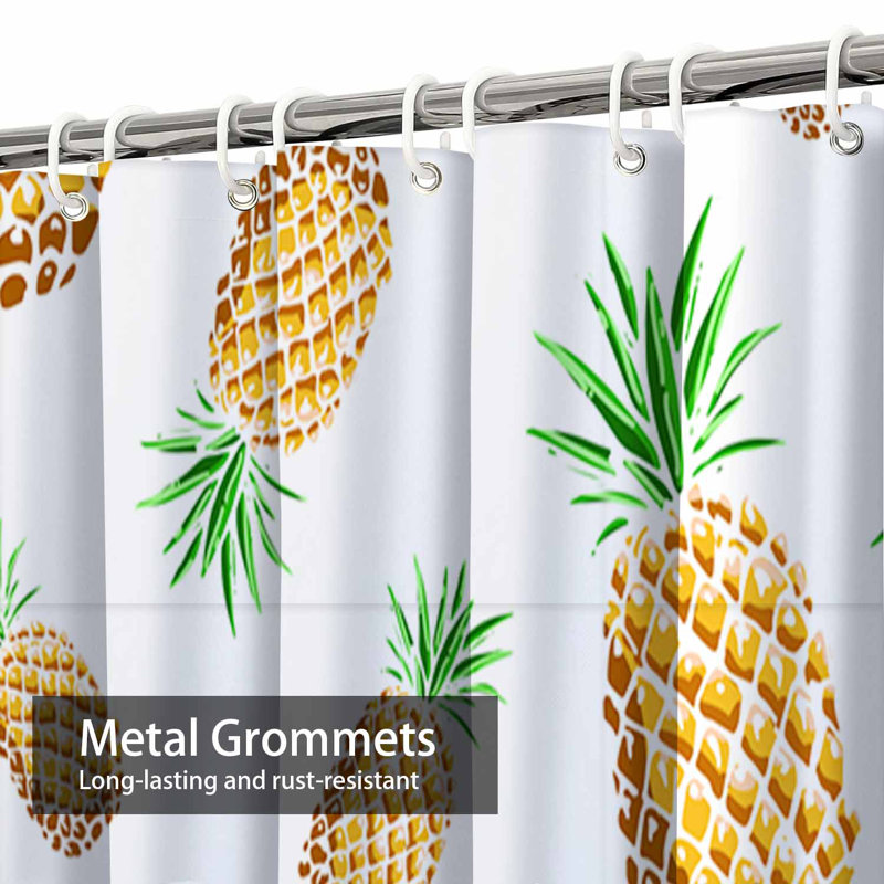 Rideau de douche imperméable à motif de fruits tropicaux dessinés à l'été avec 12 crochets, L 72 po x l 78 po