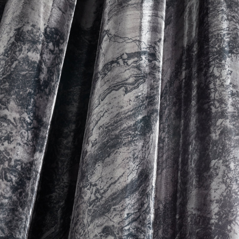 Marble Velvet Eyelet Room Darkening Curtains, 168 W x 183 D cm