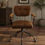 Fauteuil de bureau Hallie Vintage Whiskey en cuir pleine fleur avec hauteur et inclinaison réglables pour un confort d'assise optimal