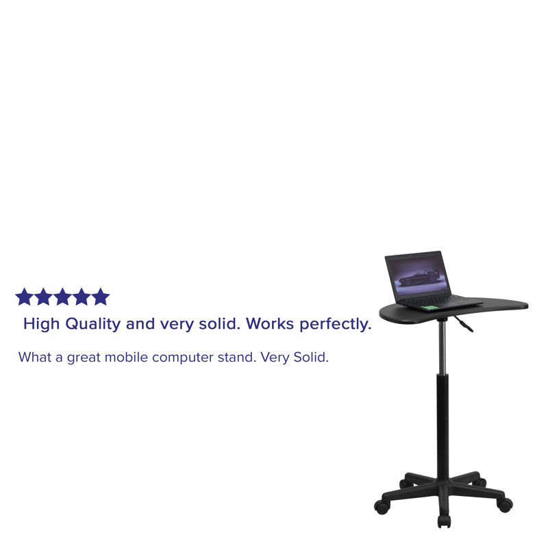 Black Adjustable Height Mobile Laptop Desk with Nylon Base