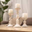 12'' Handcrafted Mango Wood Pillar Candle Holder Set – Rustic 3-Piece Set for LED Candles-760302326