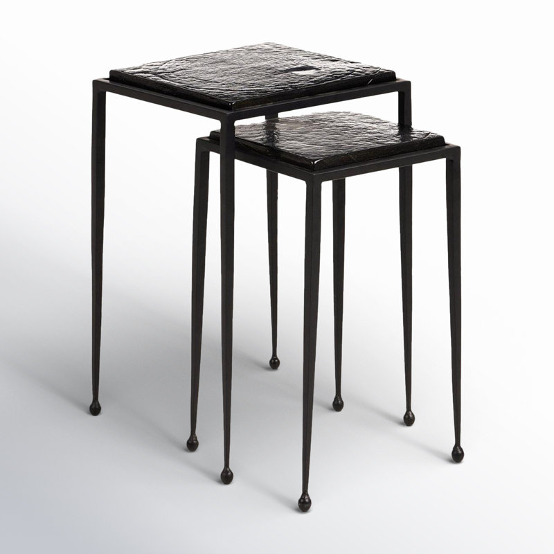 Damiana Glass Top Nesting Tables, Black