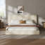 Lit King moderne, cadre en velours côtelé d'acier, rangement ajustable pour la maison