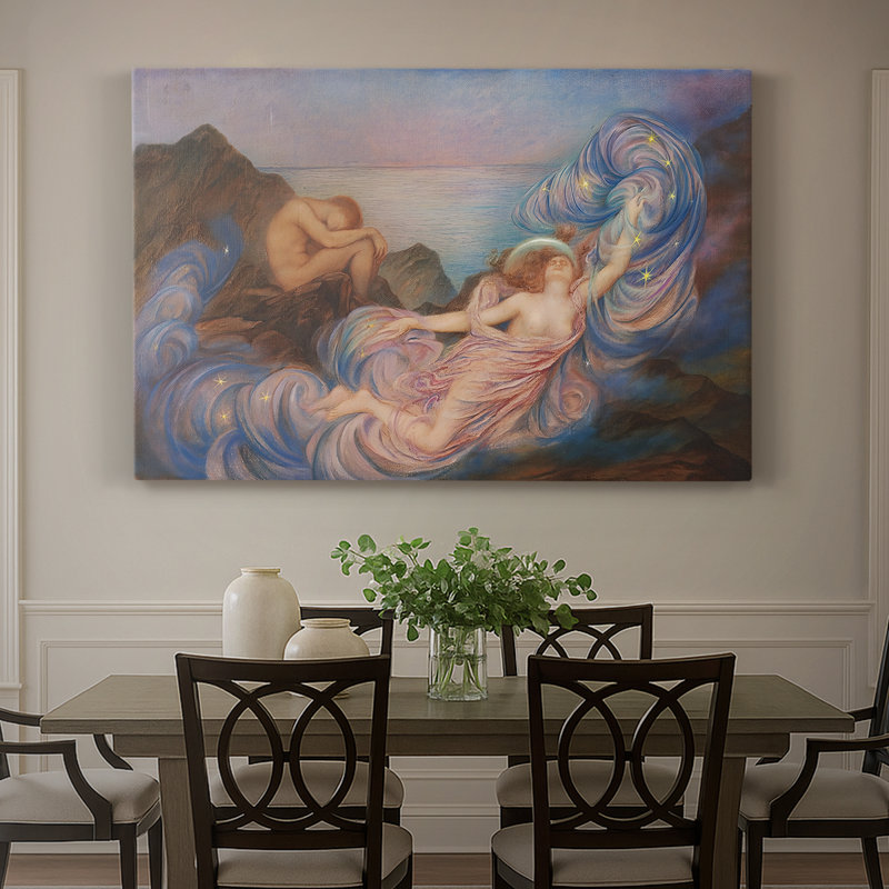 Sleeping Earth and Wakening Moon-Evelyn De Morgan-Toile tendue avec châssis-c. 1905, 32 x 48