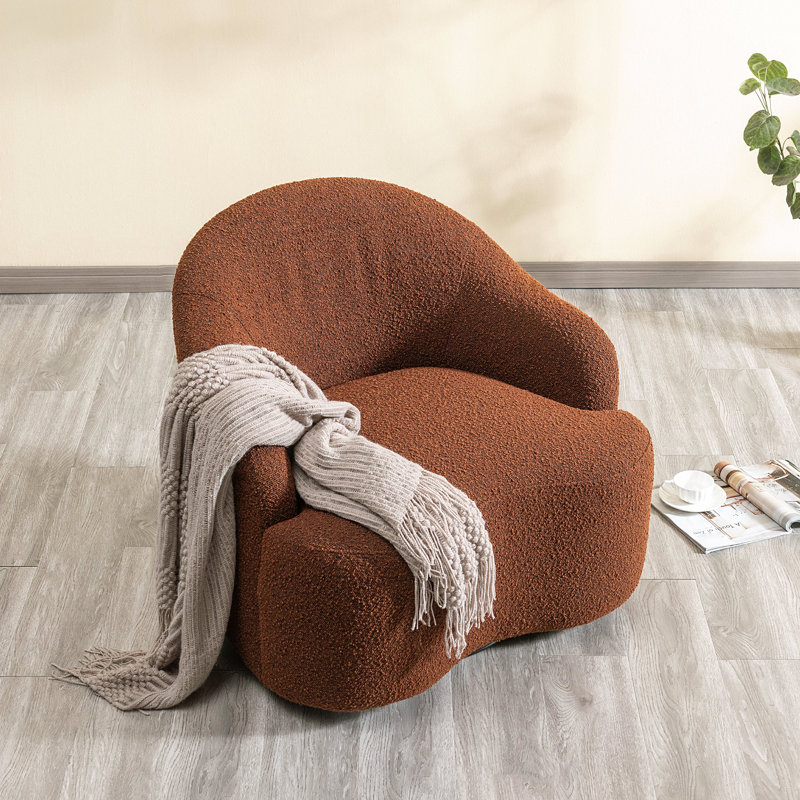 Fauteuil demi-tonneau pivotant 34 po, Mélange de polyester brun